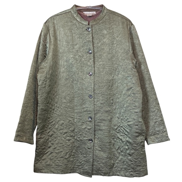 Vtg Karavan Quilted Buttoned Jacket Cardigan Taupe Olive-Gray Size Small - Picture 1 of 9